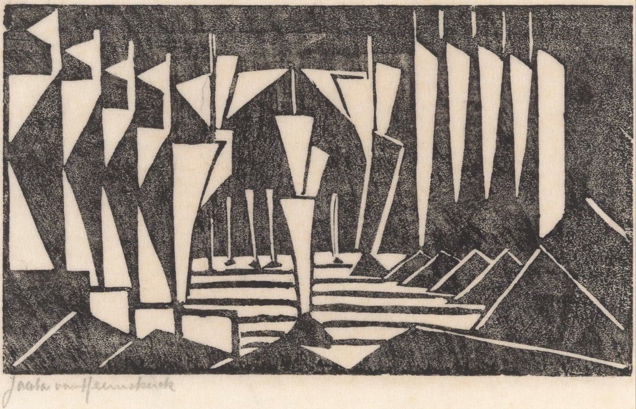 Komposition (Segling på en sjö) av Jacoba van Heemskerck (signed by artist)