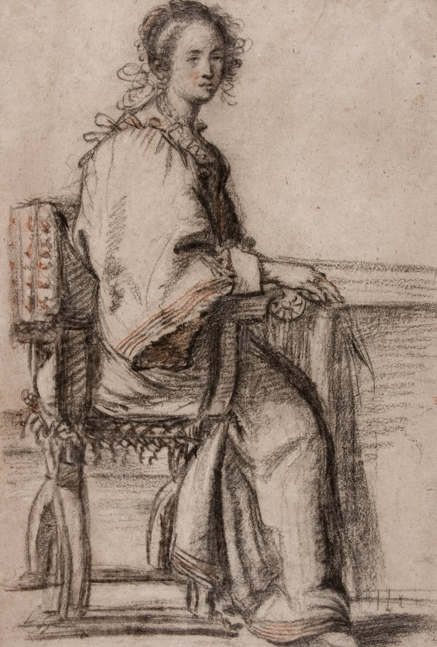 Dam sittande vid ett bord av Jacopo Confortini