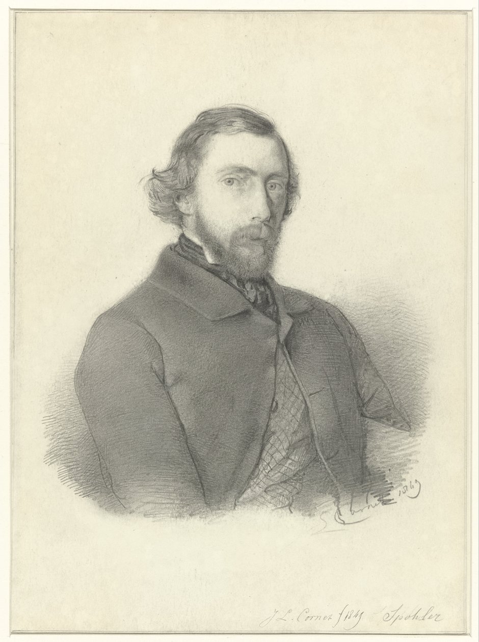Portret van de schilder Jan Jacob Spöhler door Jacobus Ludovicus Cornet av Jacobus Ludovicus Cornet