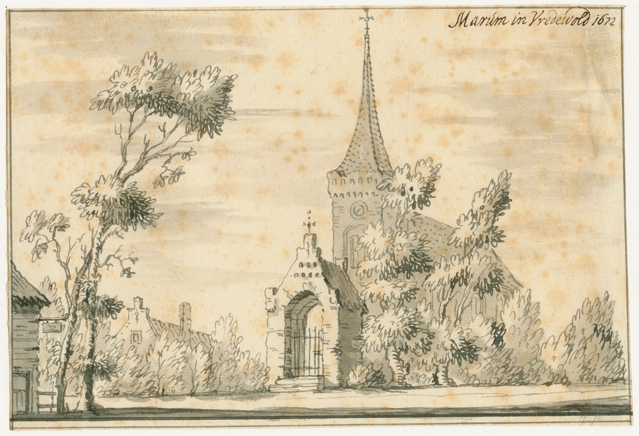 Marums kyrka i Vredewold 1672 av Jacobus Stellingwerff