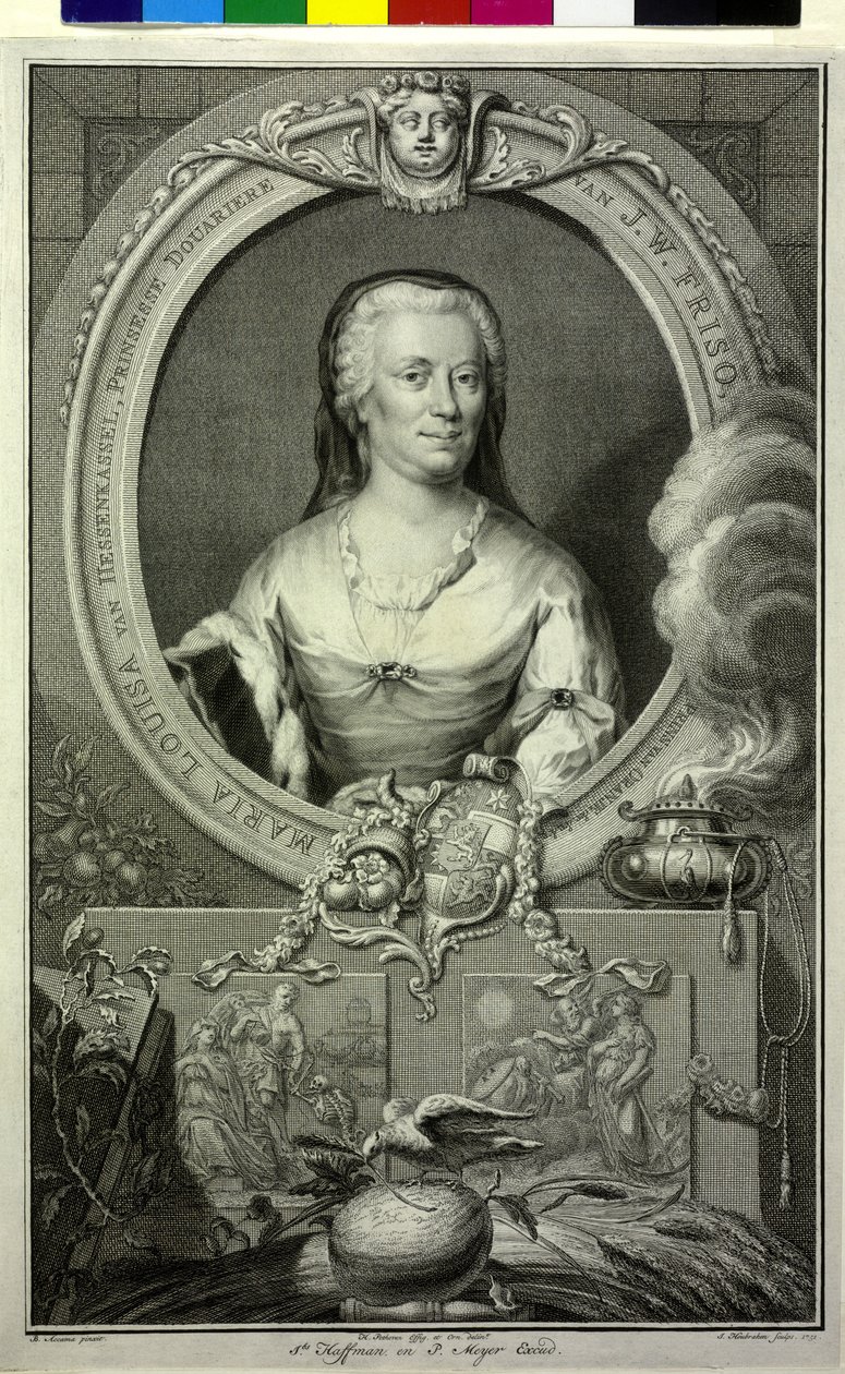 Landgrevinnan av Hessen Kassel Mary Louisa (tryck) av Jacobus (after) Houbraken