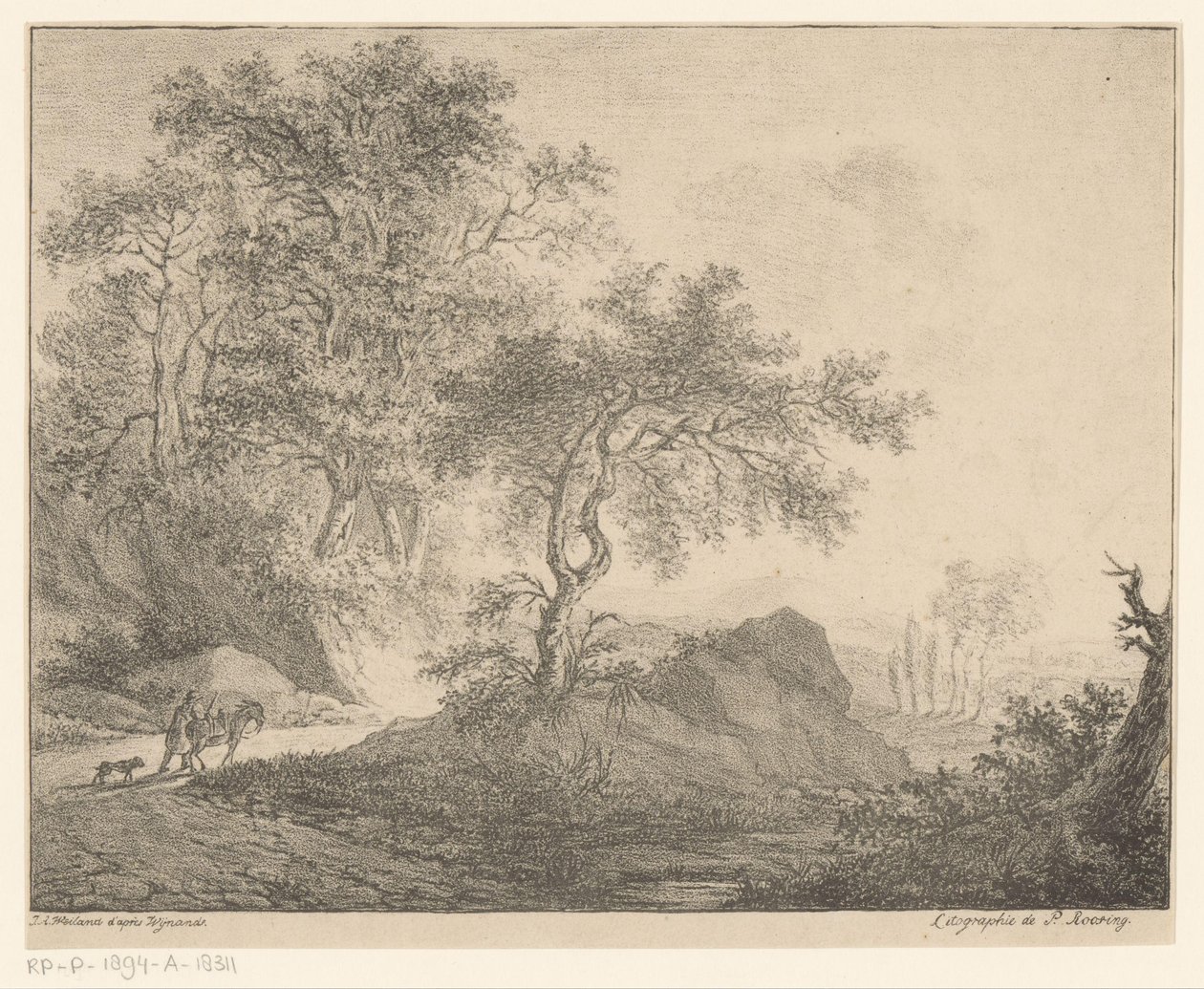 Åsneförare i bergslandskap av Jacobus Adrianus Weiland