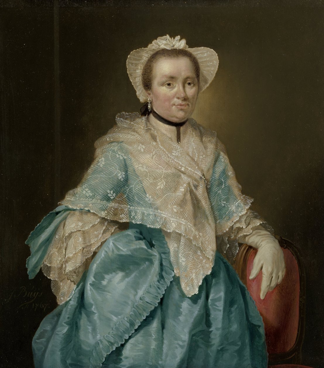 Porträtt av Elisabeth Troost (1730-1790) av Jacobus Buys (signed by artist)