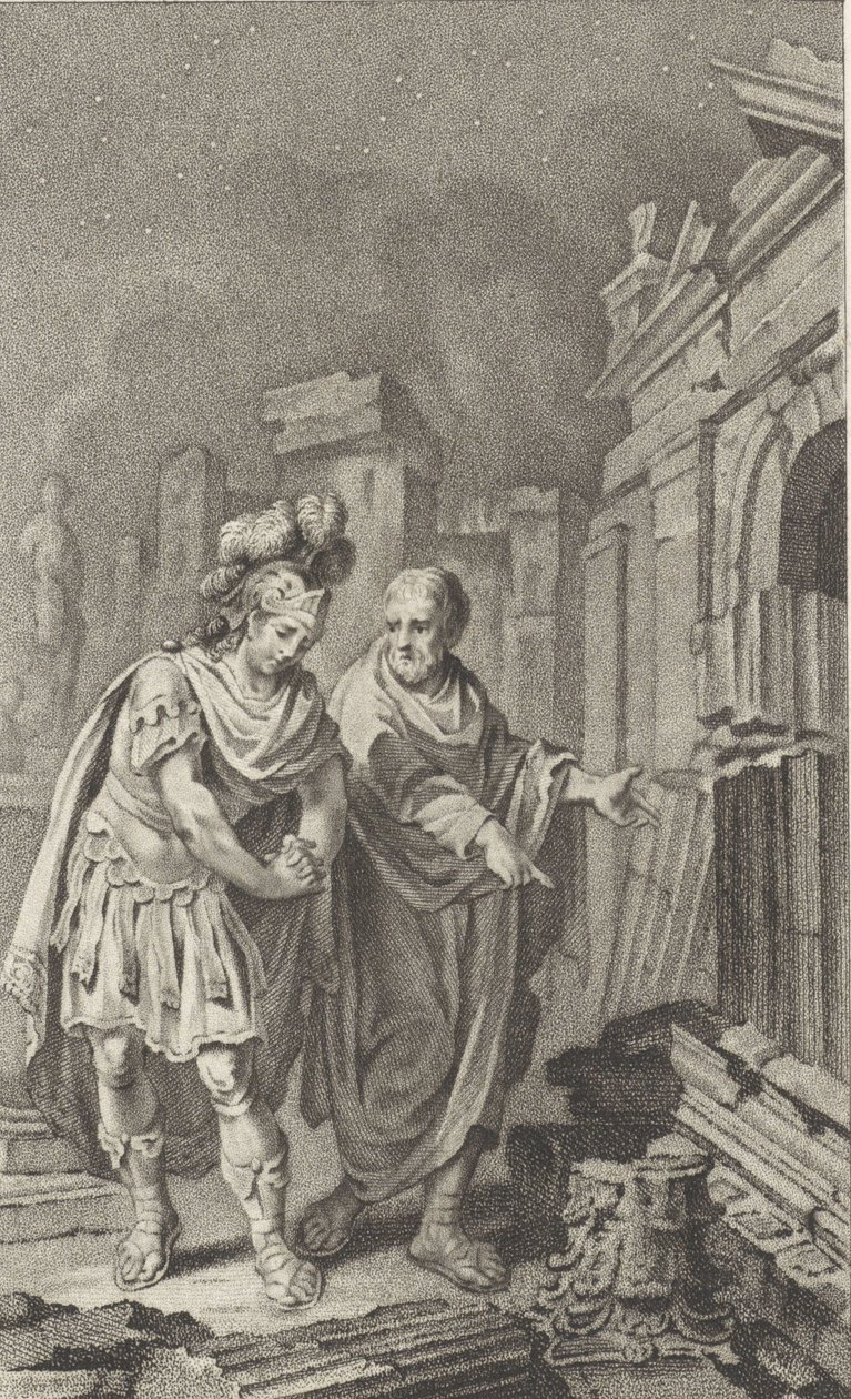 Scipio Aemilianus före ruinerna av Kartago i sällskap med Polybius, 1797. av Jacobus Buys