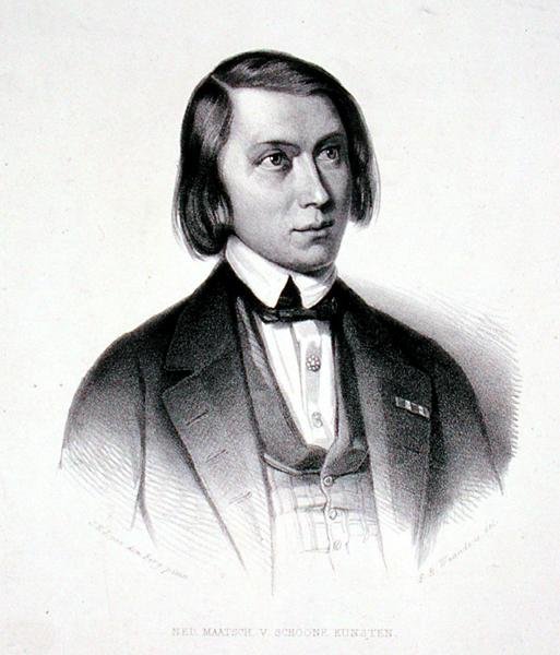Porträtt av Josephus Hermanus Verhulst (1816-91) (gravyr) av Jacobus Everardus Josephus van den (after) Berg