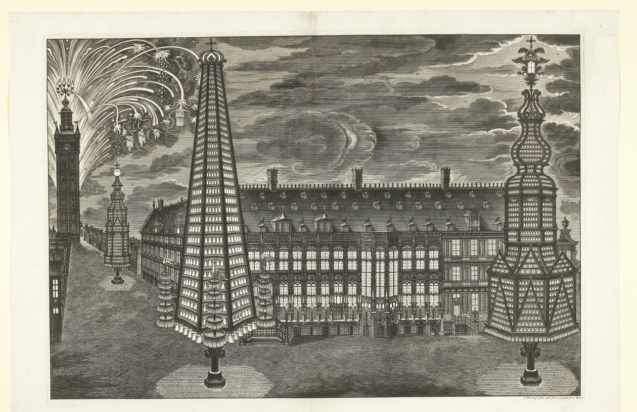 Belysning och fyrverkerier i Gent, 1717 av Jacobus Harrewijn