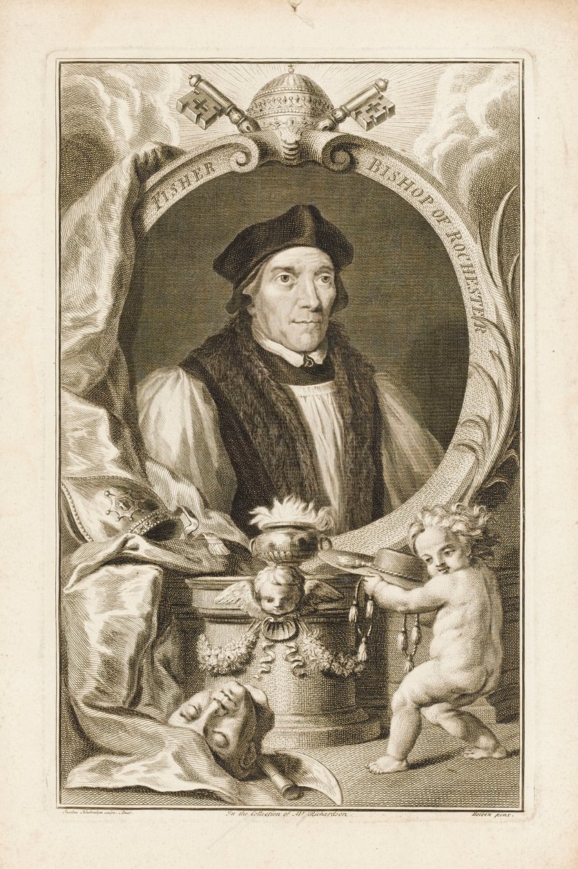 John Fisher, biskop av Rochester, ca 1760 (gravyr) av Jacobus Houbraken
