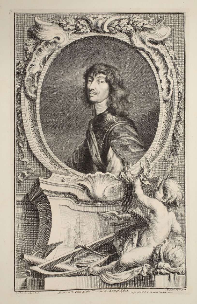 Porträtt av Algernon Percy, Earl of Northumberland, illustration från "Heads of Illustrious Persons of Great Britain", utgiven av Knapton, London 1742. av Jacobus Houbraken