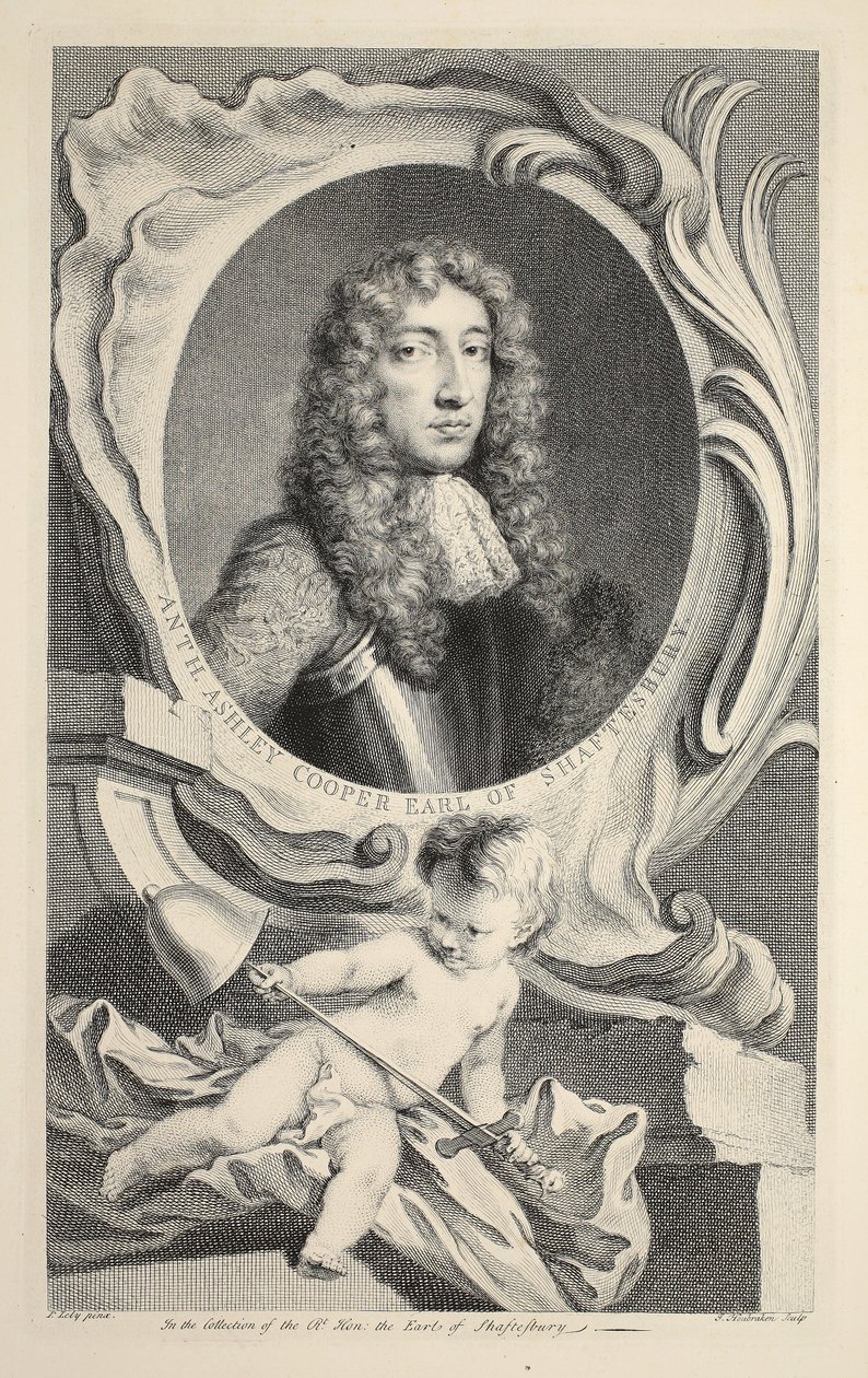 Porträtt av Anthony Ashley Cooper, Earl of Shaftesbury, illustration från "Heads of Illustrious Persons of Great Britain", utgiven av Knapton, London 1742. av Jacobus Houbraken