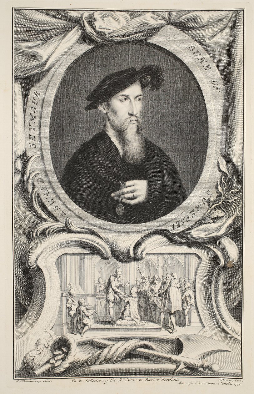 Porträtt av Edward Seymour, hertig av Somerset, illustration från "Heads of Illustrious Persons of Great Britain", pub. av Knapton, London 1742 av Jacobus Houbraken