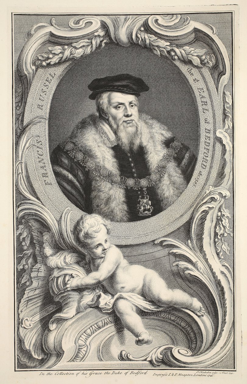 Porträtt av Francis Russell, illustration från "Heads of Illustrious Persons of Great Britain", utgiven av Knapton, London 1742. av Jacobus Houbraken