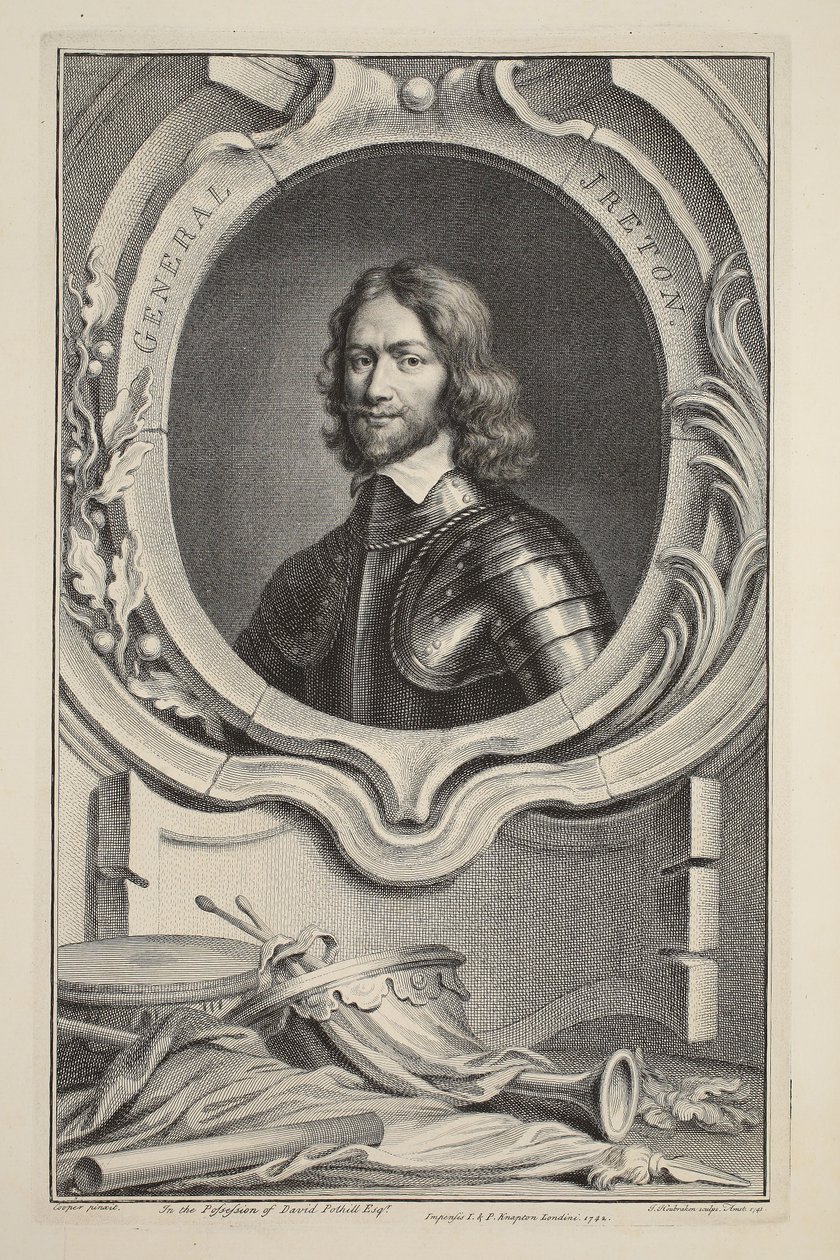 Porträtt av general Ireton, illustration från "Heads of Illustrious Persons of Great Britain", utgiven av Knapton, London 1742. av Jacobus Houbraken