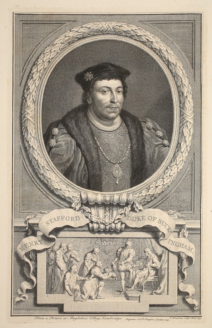 Porträtt av Henry Stafford, hertig av Buckingham, illustration från "Heads of Illustrious Persons of Great Britain", pub. av Knapton, London 1742 av Jacobus Houbraken