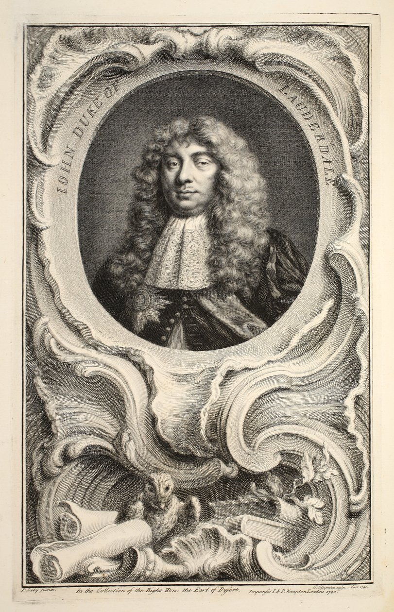 Porträtt av John, hertig av Lauderdale, illustration från "Heads of Illustrious Persons of Great Britain", pub. av Knapton, London 1742 av Jacobus Houbraken