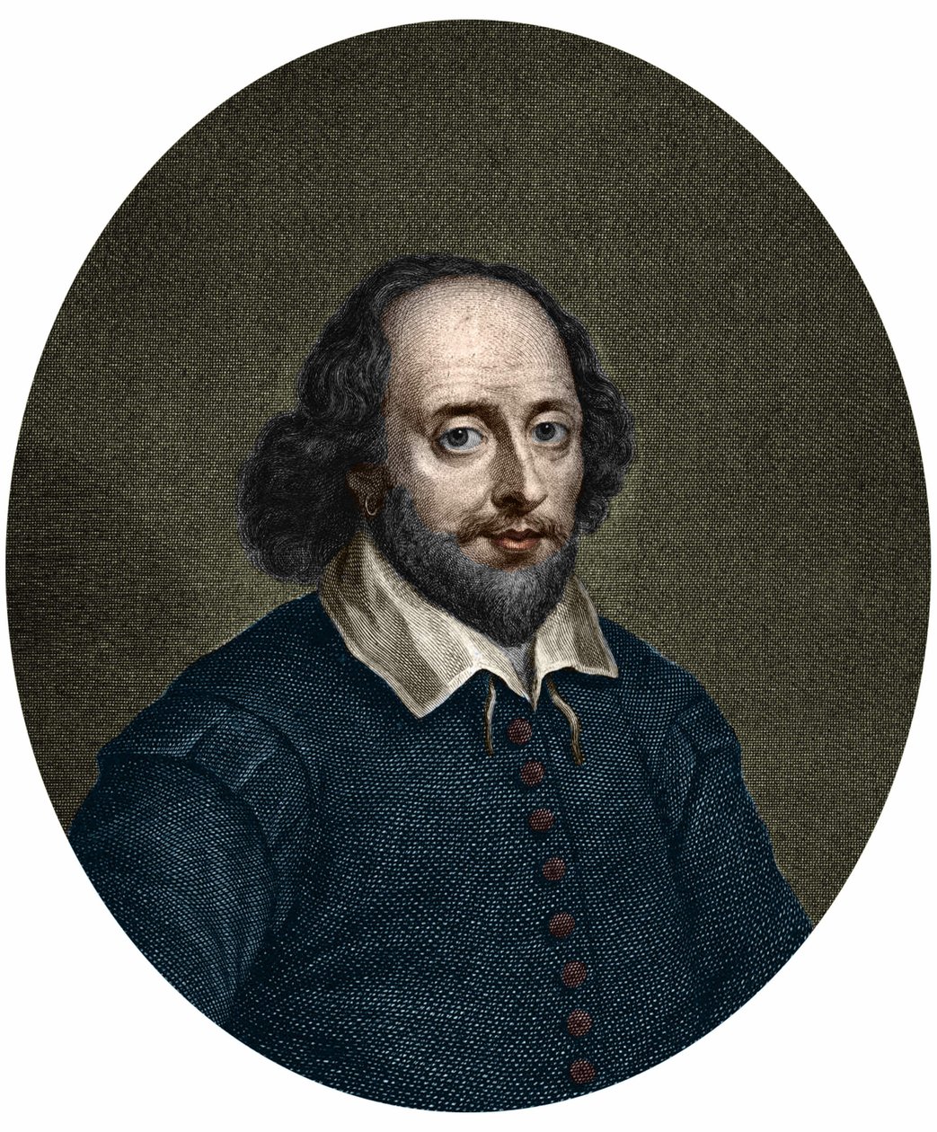 Porträtt av William Shakespeare (1564-1616), engelsk författare. Gravyr av Jacobus Houbraken 1747. av Jacobus Houbraken