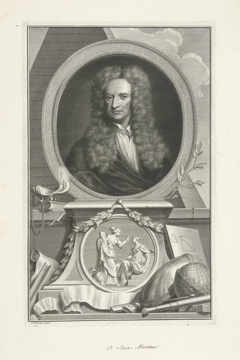 Sir Isaac Newton (1642-1726), engelsk fysiker och matematiker av Jacobus Houbraken