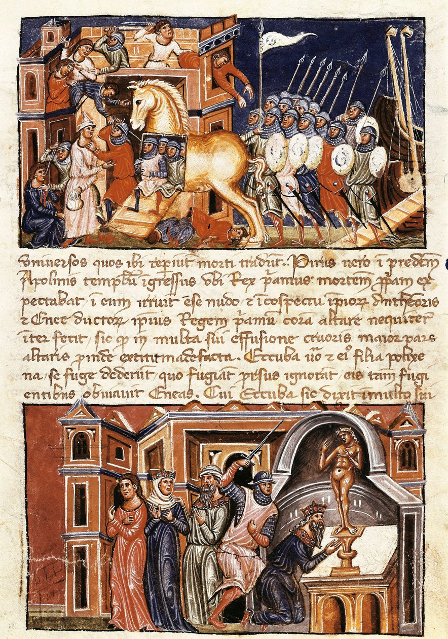 The Siege and Assault of the City of Troy, miniatyr från "Historia Destructionis Troiae" av Guido delle Colone (ca 1210-c. 1287) av Jacome Cromberger