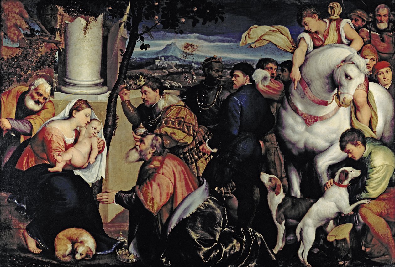 Tillbedjan av kungarna av Jacopo Bassano