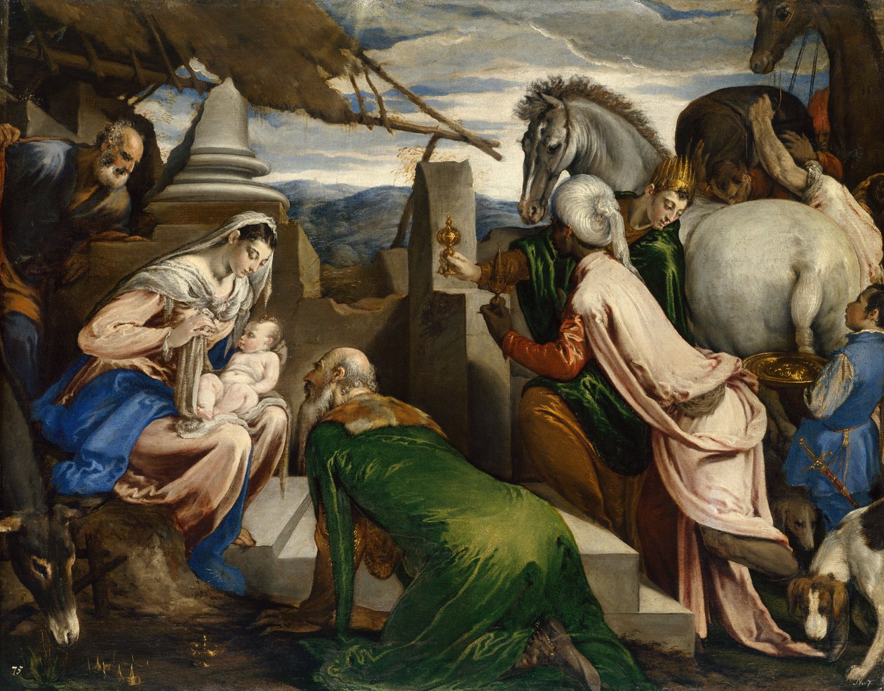 Tillbedjan av magierna av Jacopo Bassano