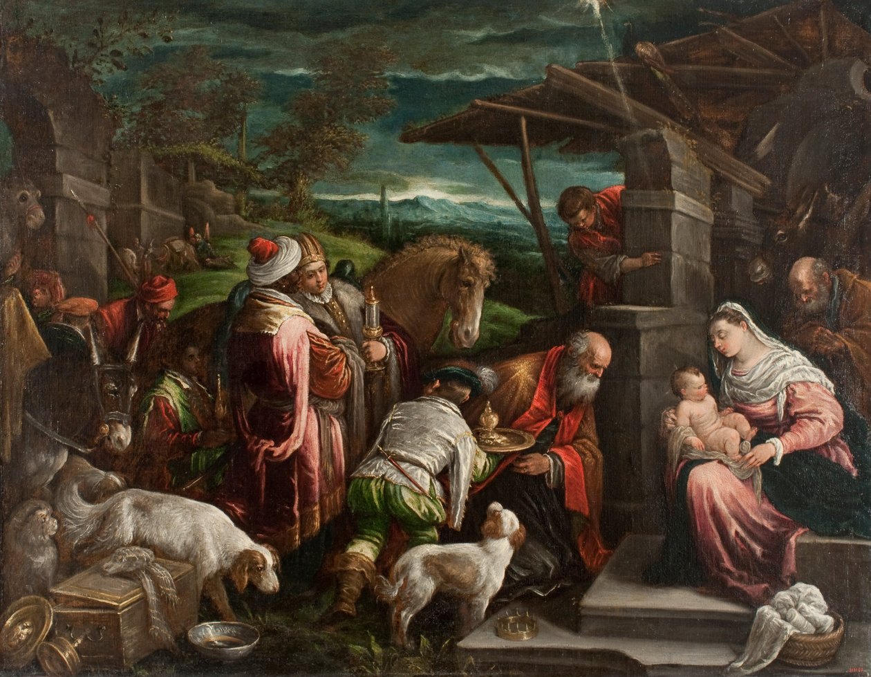 Tillbedjan av magierna av Jacopo Bassano