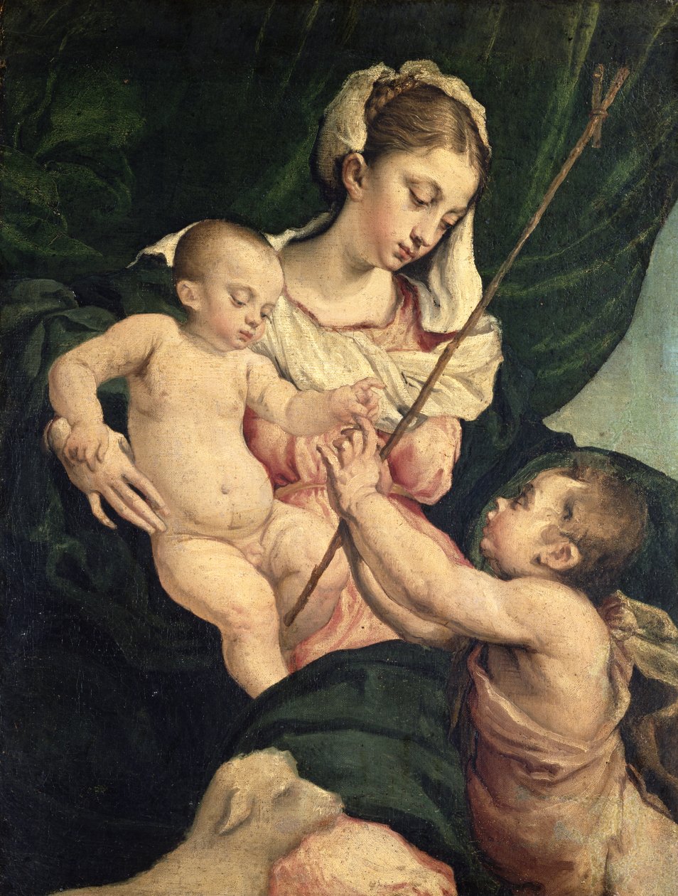 Madonna och barn med Sankt Johannes, ca 1570 av Jacopo Bassano