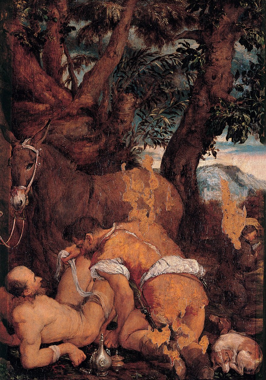 Den barmhärtige samariten av Jacopo Bassano