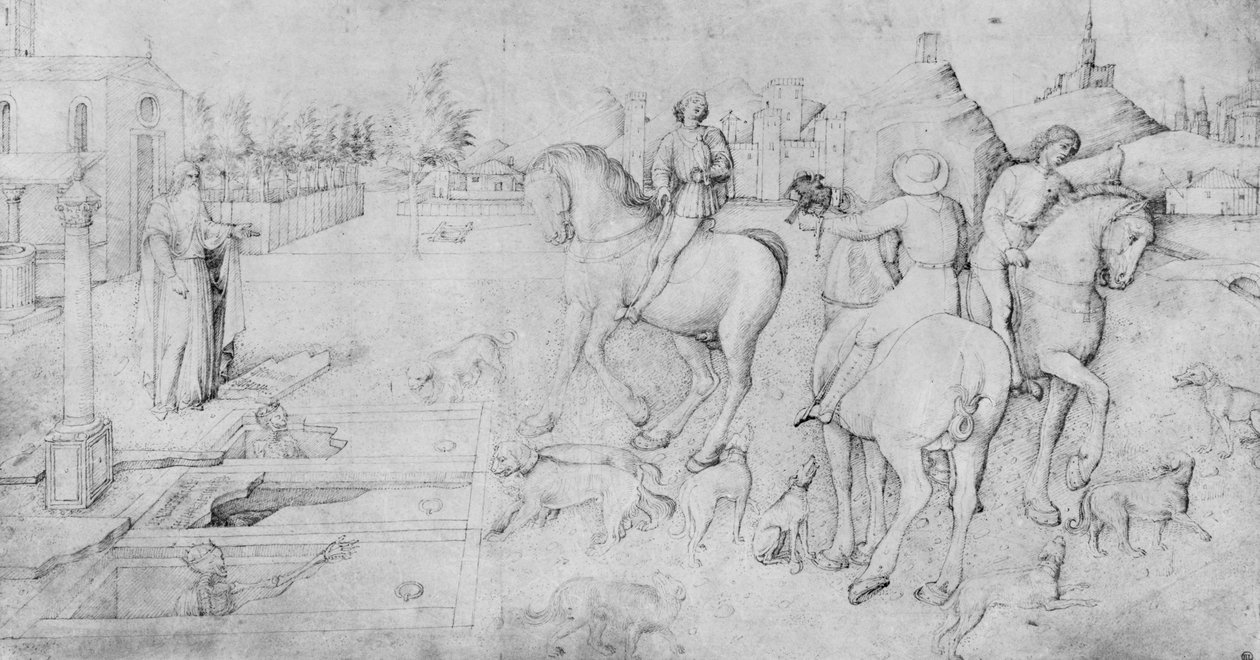 De tre döda männen och de tre levande männen, från Jacopo Bellini