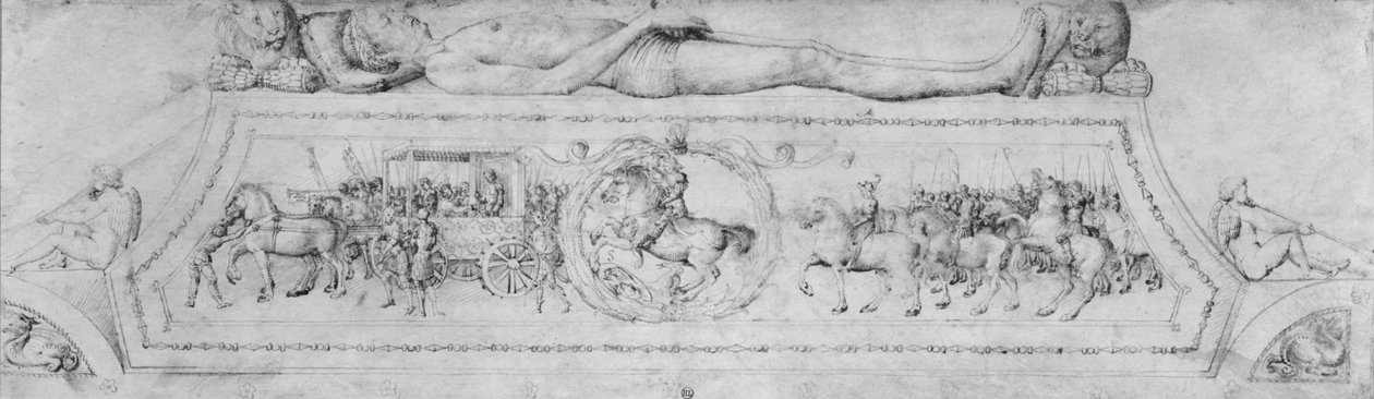 Prinsens grav, ur Jacopo Bellinis ritningsalbum (penna, brunt bläck och metallspets på pergament) av Jacopo Bellini