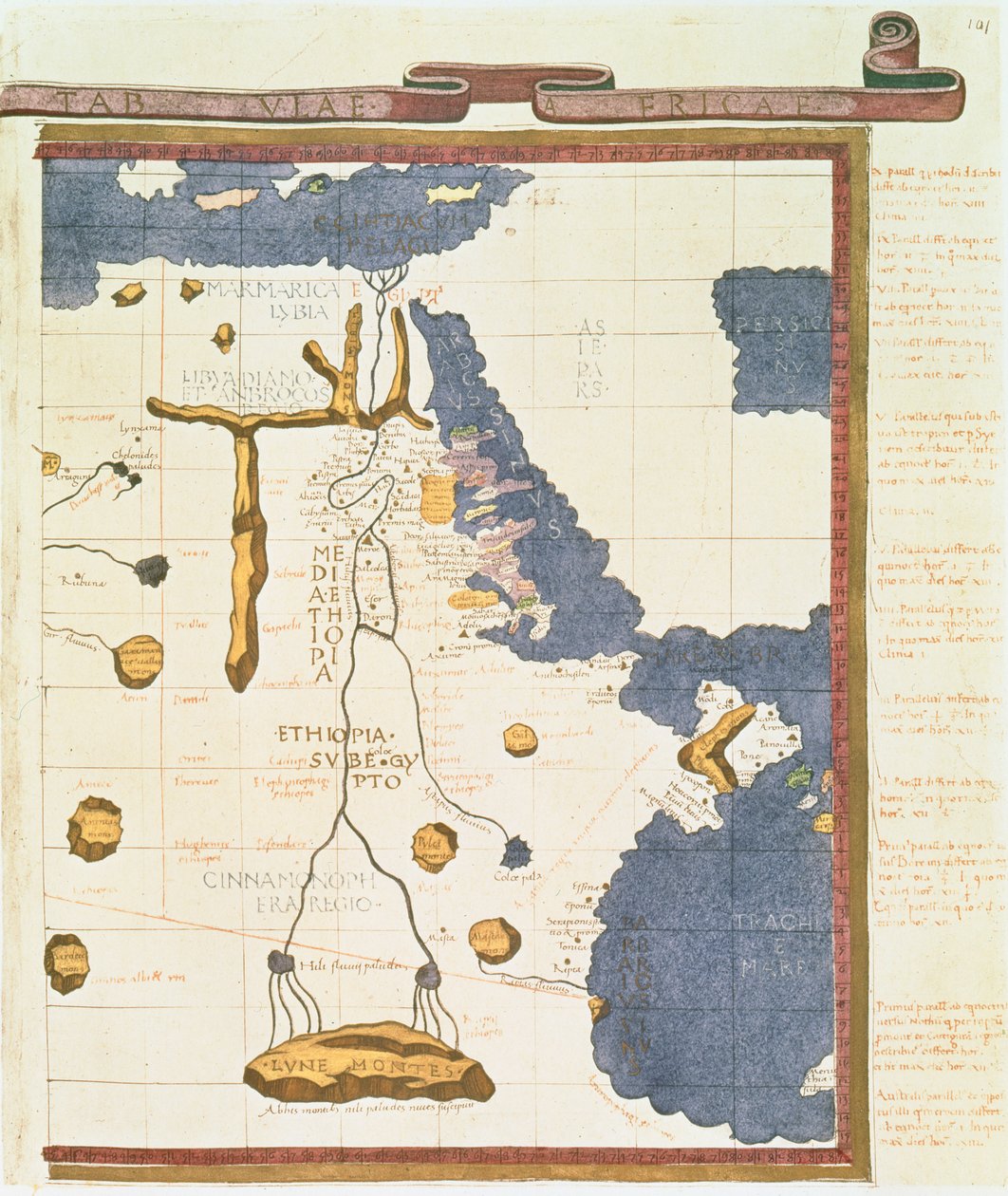 Karta som visar Egypten till Etiopien, från Ptolemaios-manuskriptet, ca 1470, illustration från 