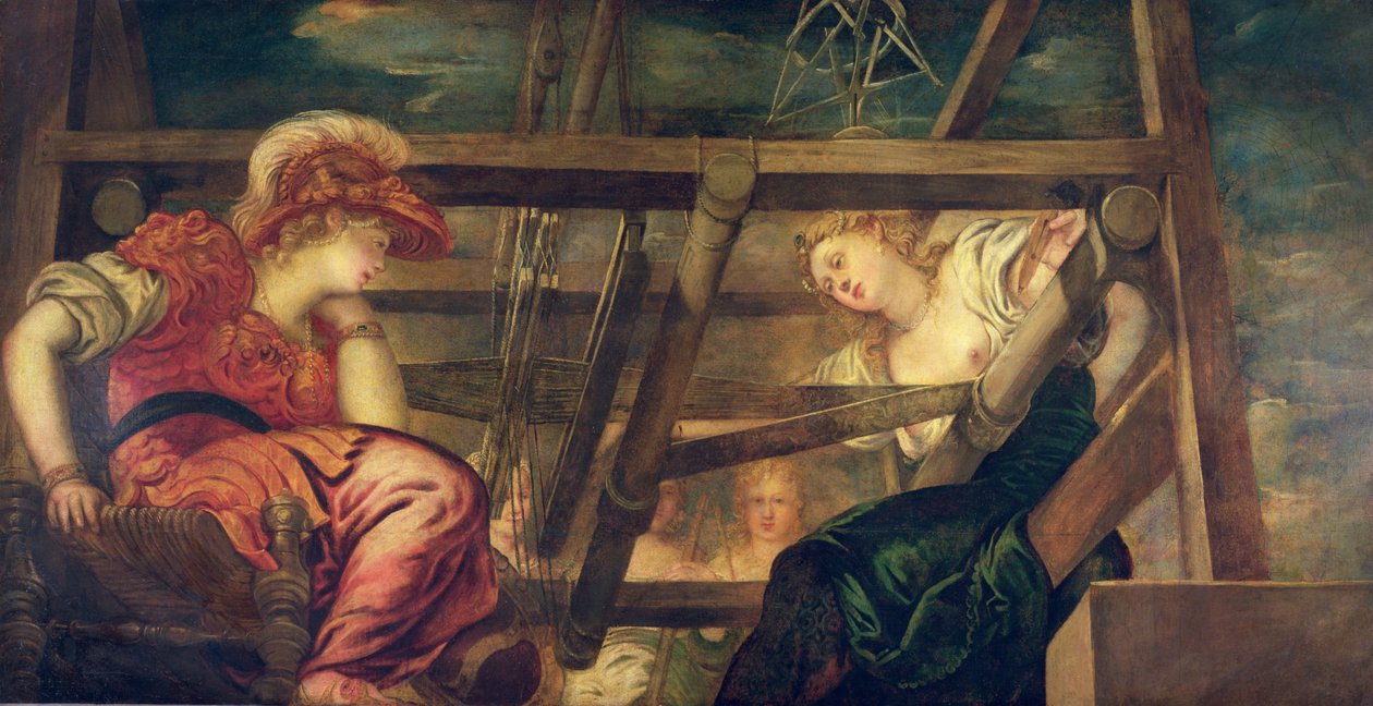 Athene och Arachne, ca 1475-85 av Jacopo Robusti Tintoretto
