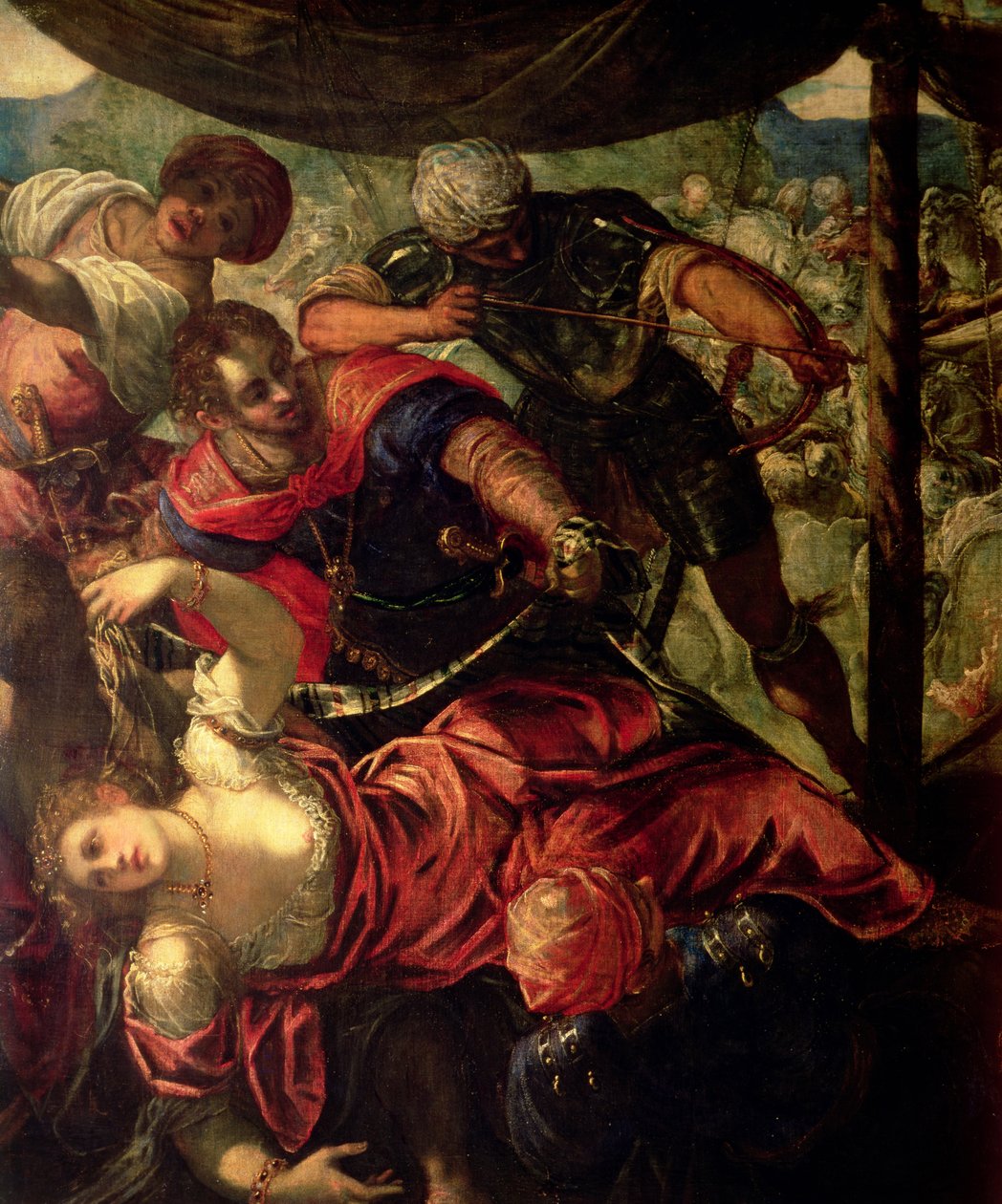 Strid mellan turkar och kristna, c.158889 (detalj av 38671) av Jacopo Robusti Tintoretto