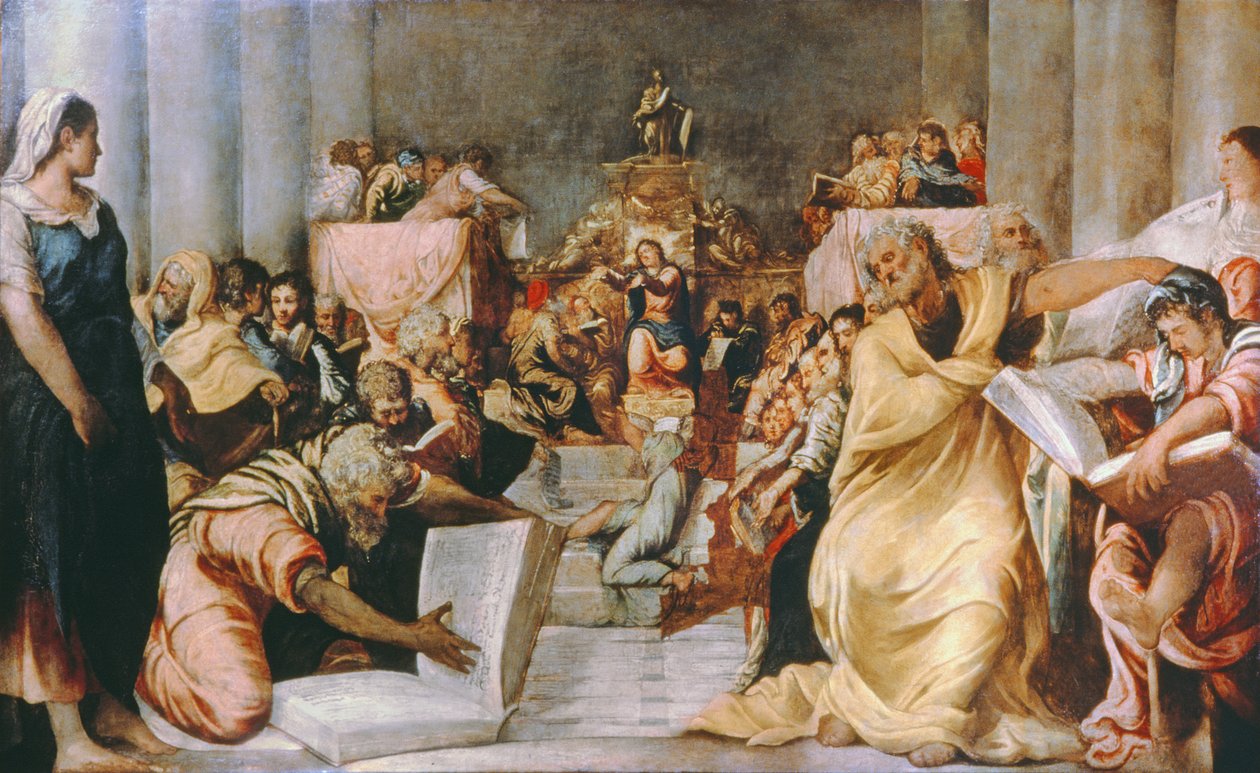 Kristus bland läkarna, tidigt 1540-tal av Jacopo Robusti Tintoretto