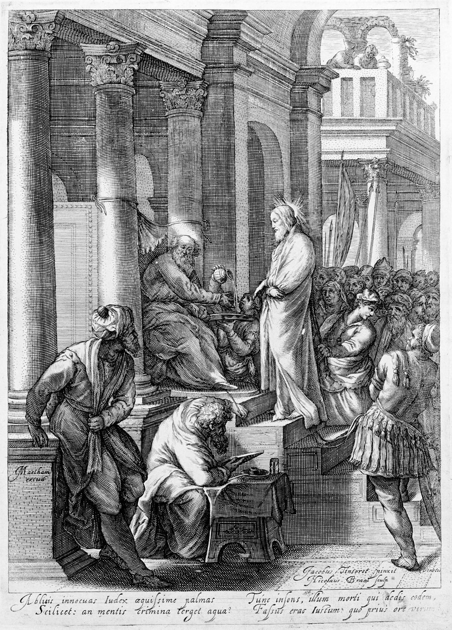 Kristus före Pilatus, graverad av Nicolaes Braeu av Jacopo Robusti Tintoretto