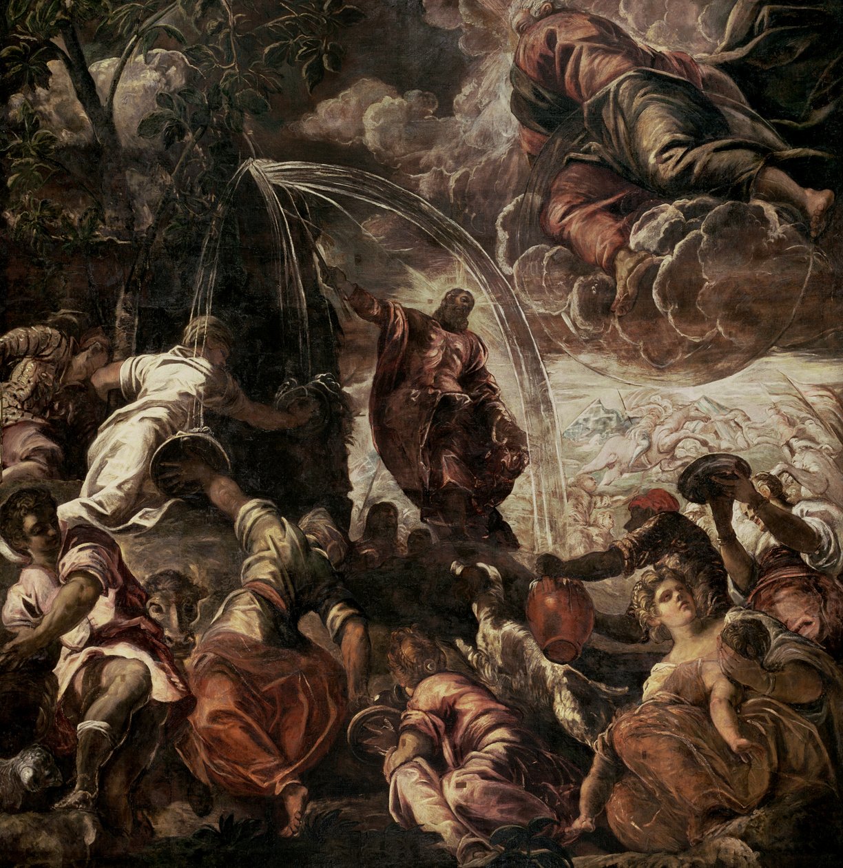 Moses slår vatten från klippan, 1575 av Jacopo Robusti Tintoretto
