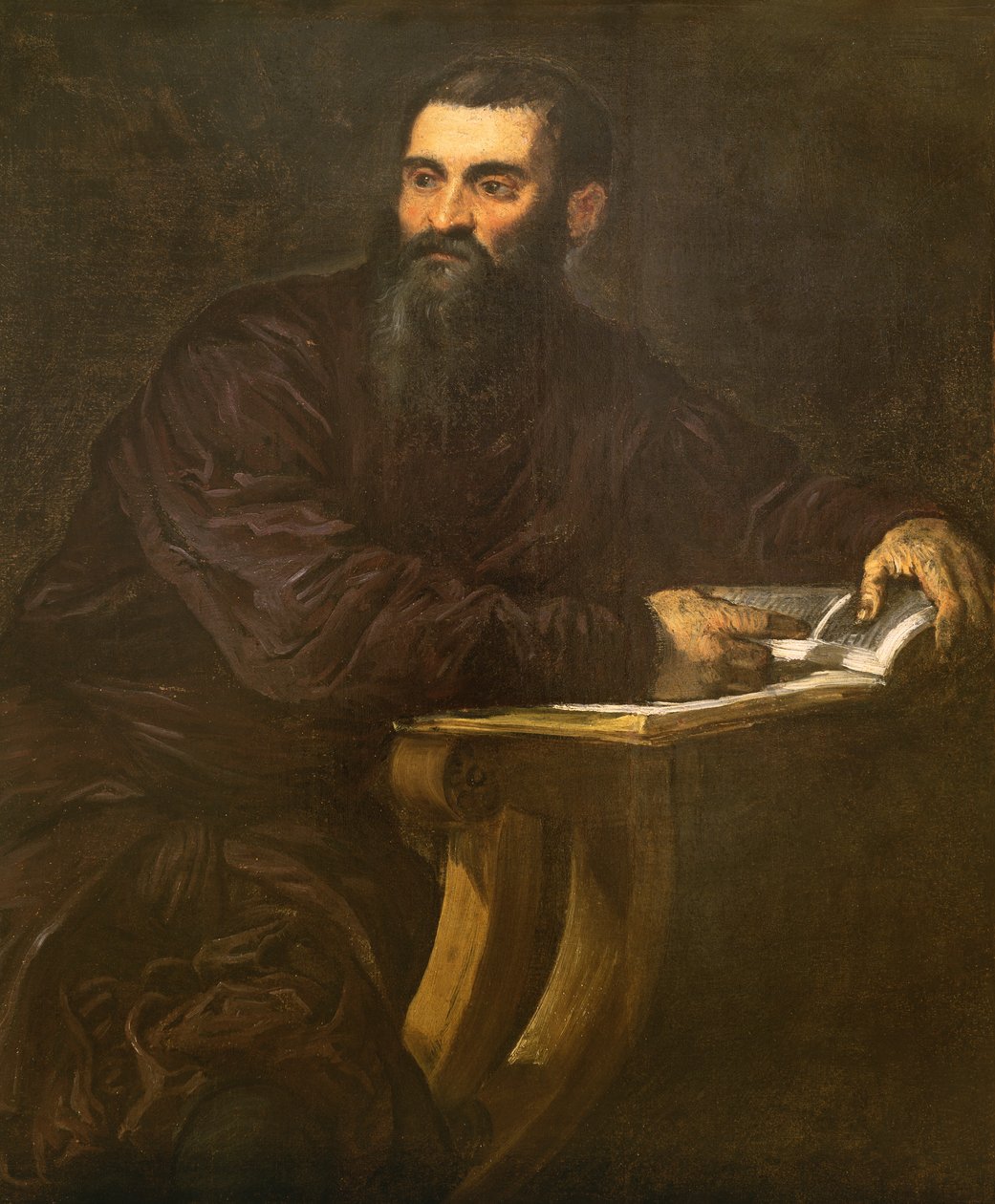 Porträtt av en skäggig man med en bok av Jacopo Robusti Tintoretto