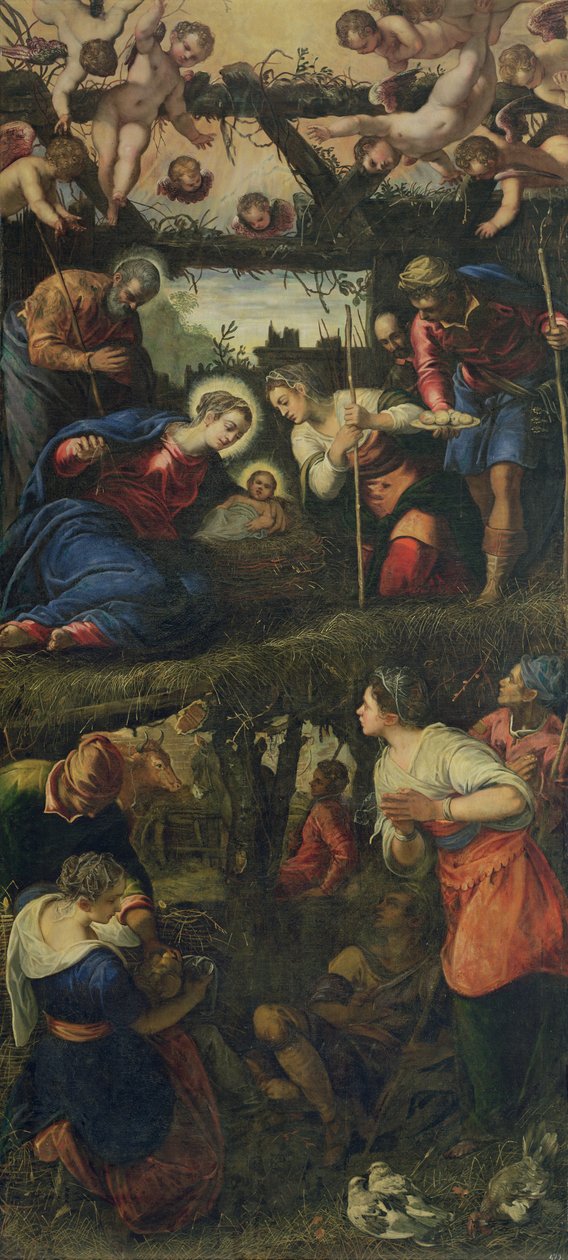Födelse och tillbedjan av Jacopo Robusti Tintoretto