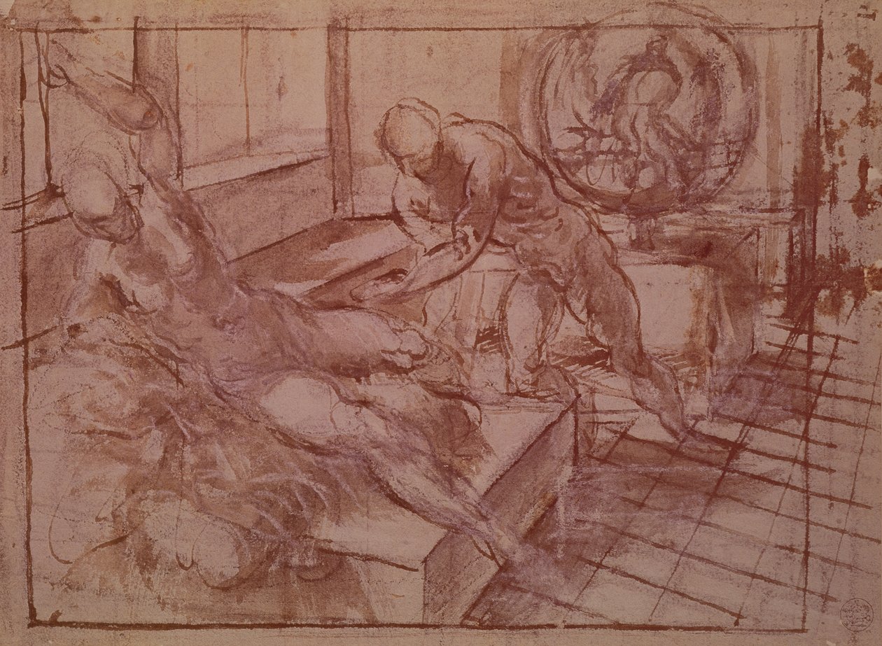 Vulcan och Venus (penna och bläck) av Jacopo Robusti Tintoretto