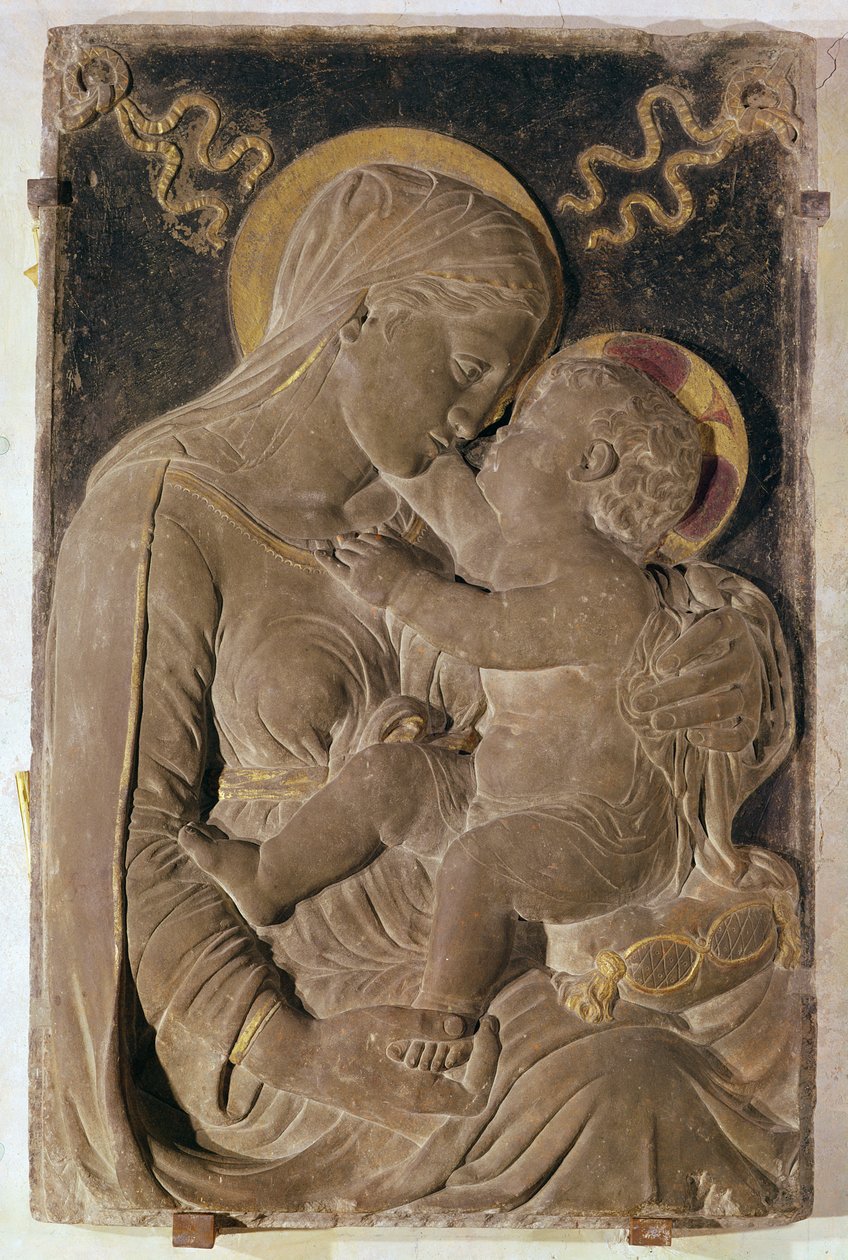 Jungfrun och barnet (målad gips) av Jacopo Sansovino