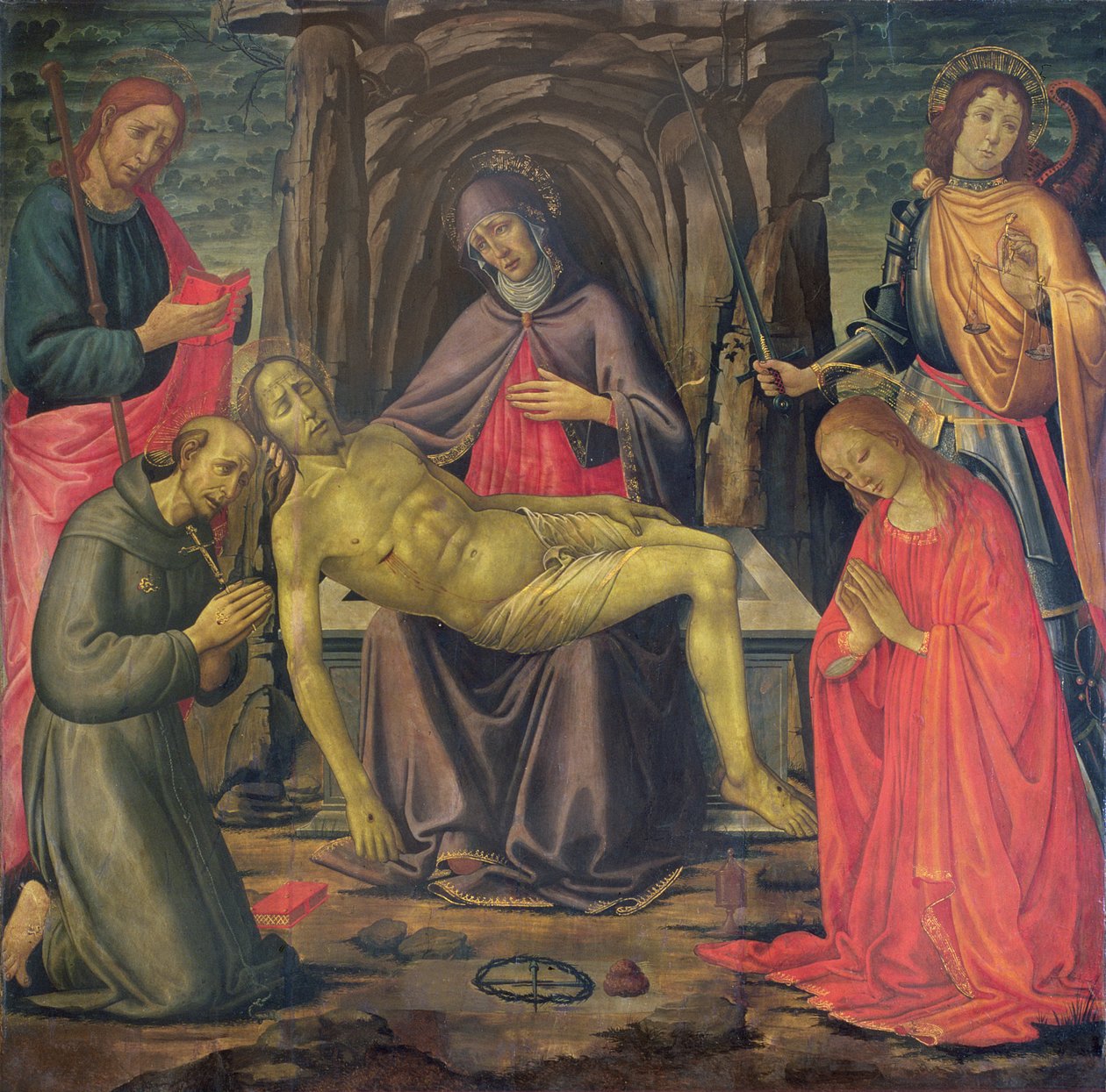 Pieta och helgon av Jacopo del Sellaio