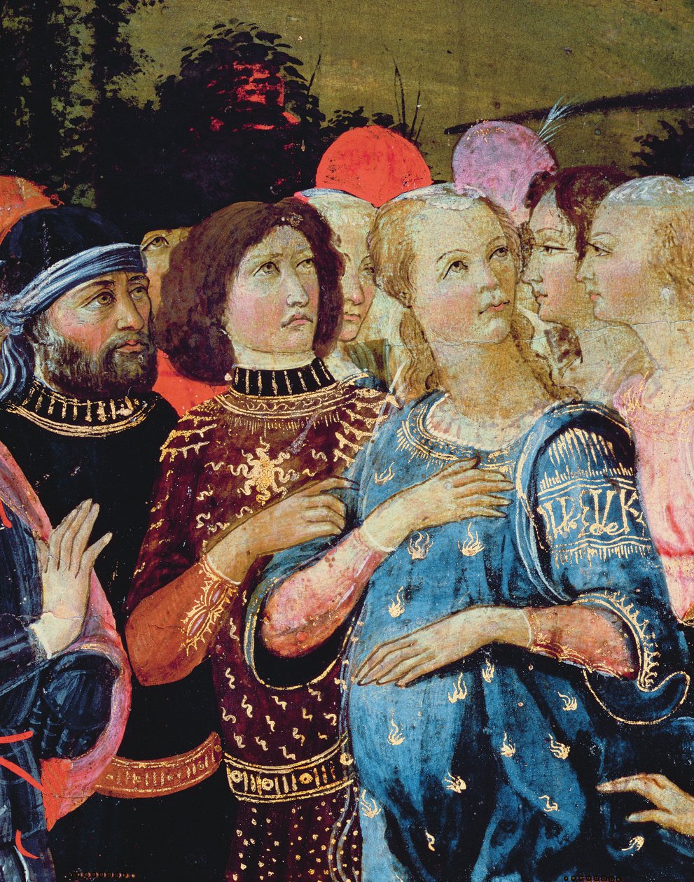 Triumph of Love, inspirerad av "Triumphs" av Petrarch (1304-74) (detalj från 194156) av Jacopo del Sellaio