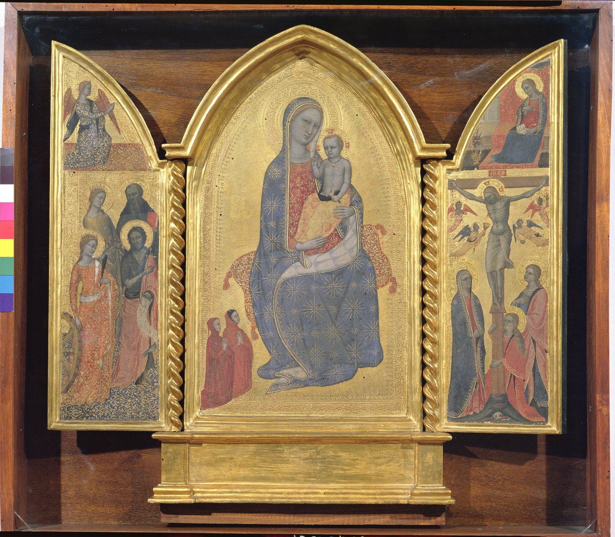 Jungfrun och barnet, annuitet och korsfästelse (tempera på panel) av Jacopo di Cione