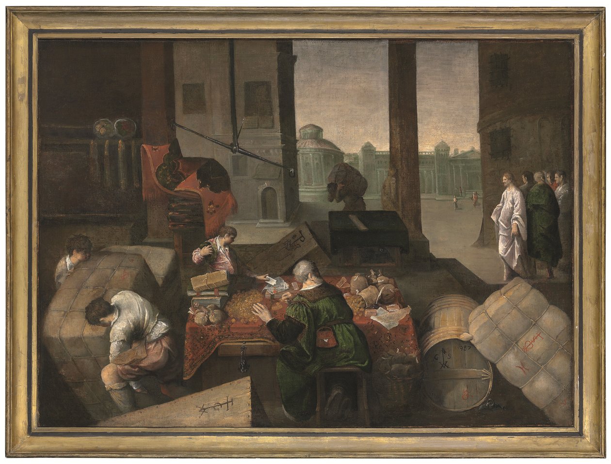 The Calling of Saint Matthew (olja på duk) av Jacopo (1510 92) (circle) Bassano