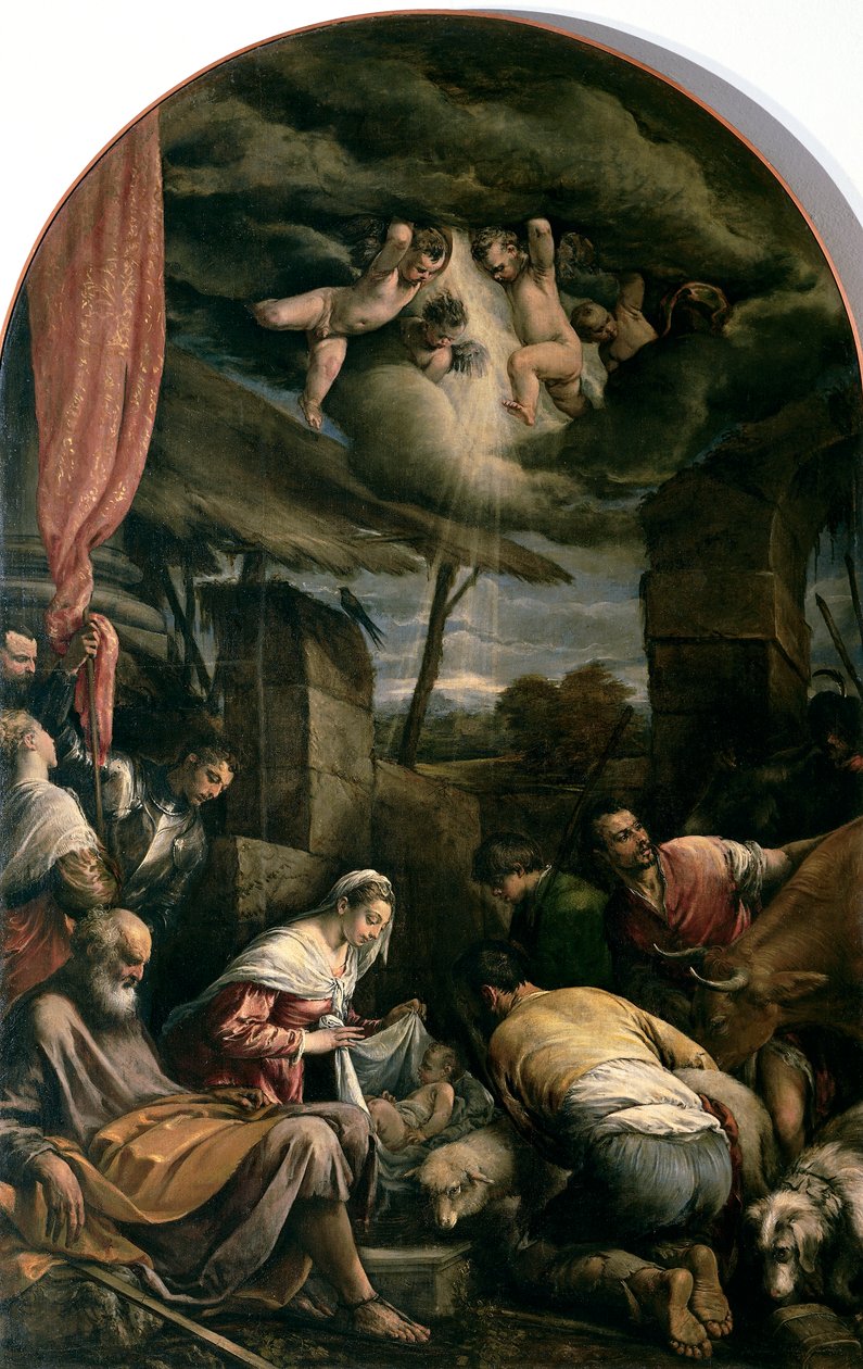 Tillbedjan av herdarna, av Jacopo Bassano (cirka 1510-1592) av Jacopo (1510 92) Bassano