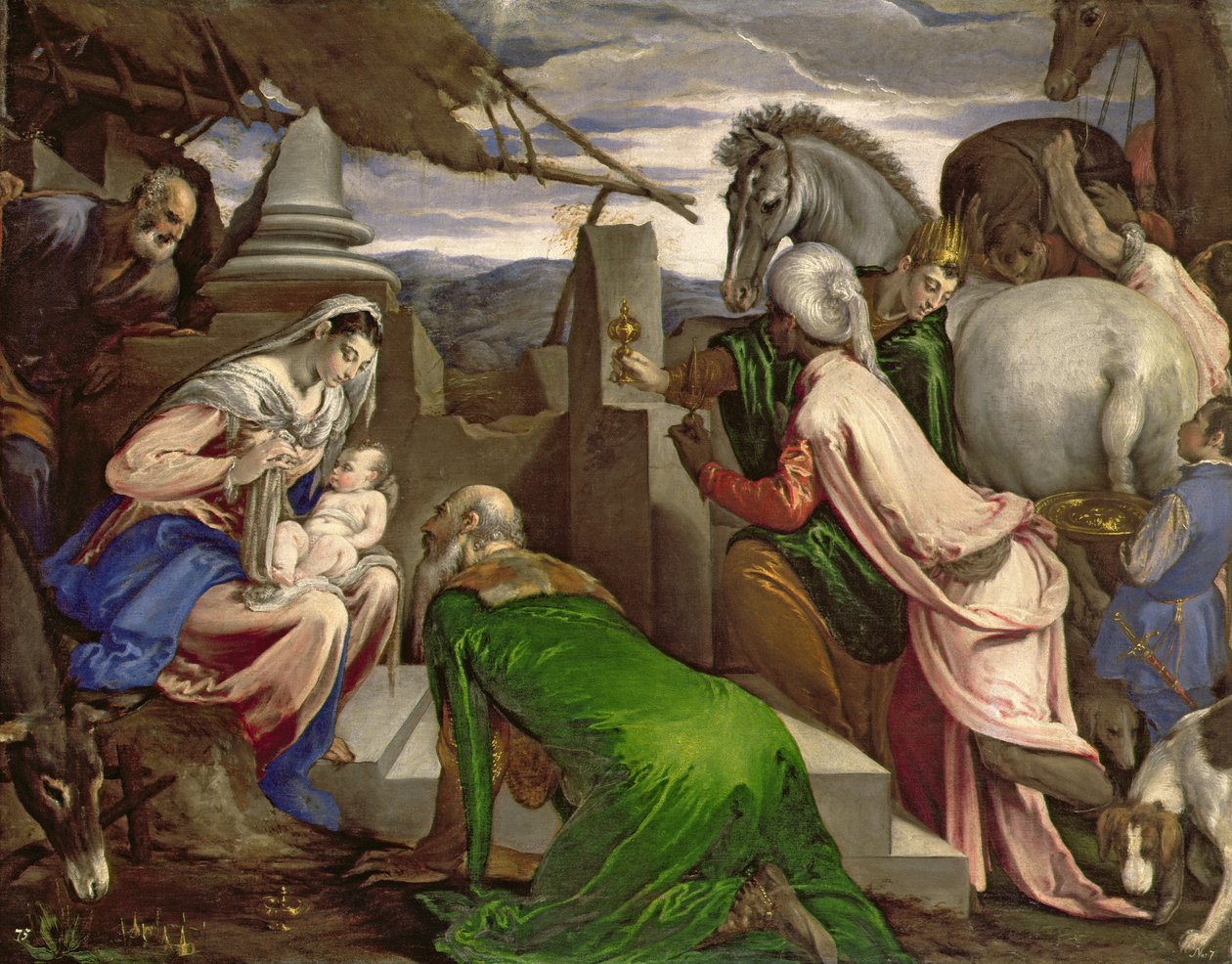 Tillbedjan av Magi av Jacopo Bassano