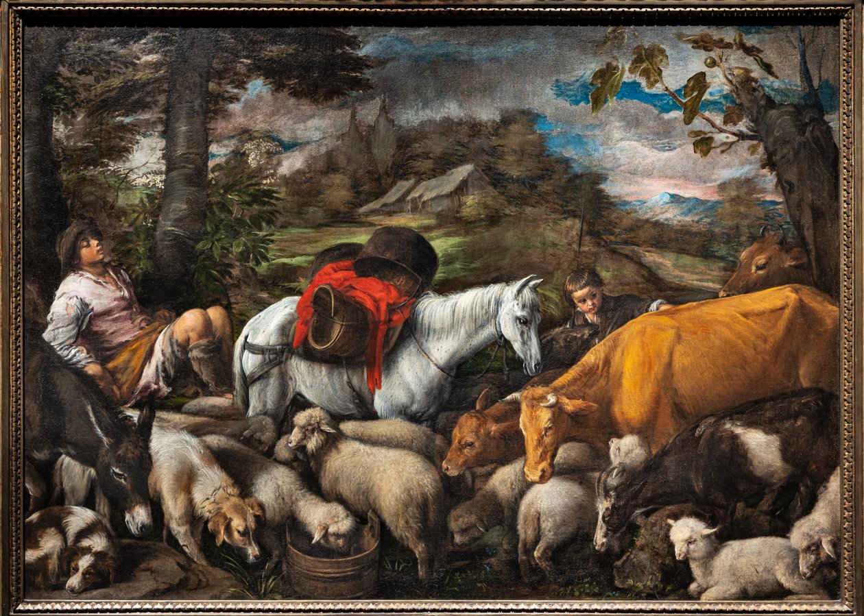 Pastoral (den vita hästen) av Jacopo (1510 92) Bassano