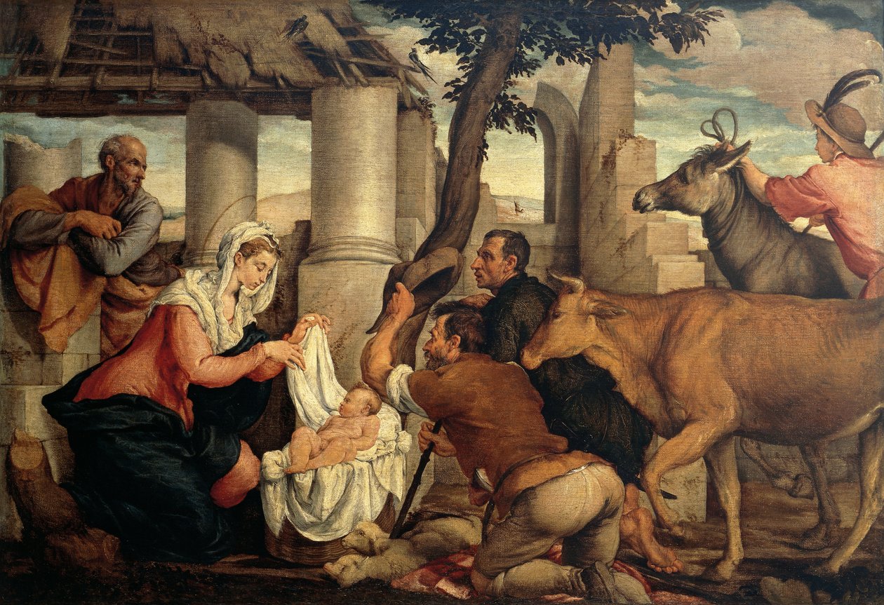 Herdarnas tillbedjan, av Jacopo Bassano (ca 1510-1592) av Jacopo (1510 92) Bassano