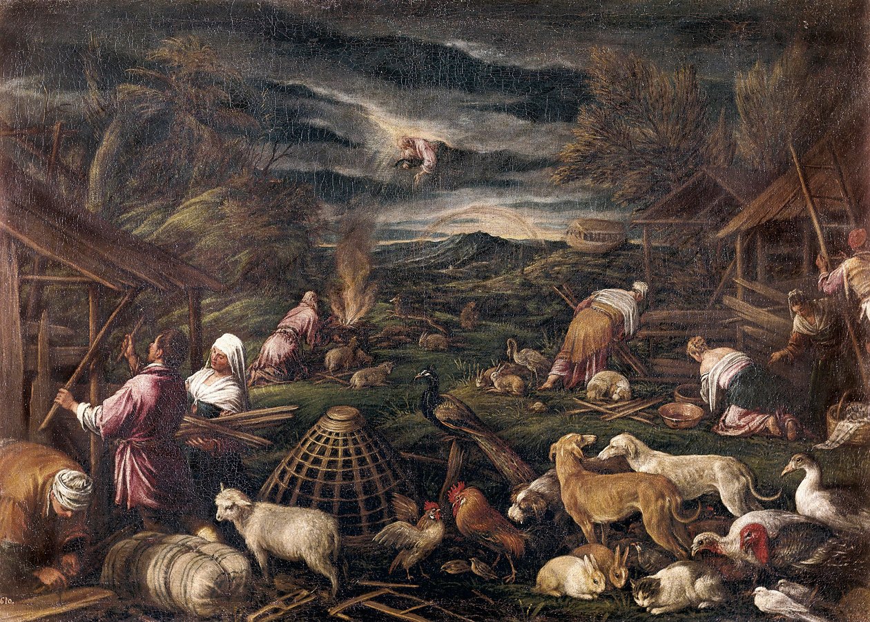 Noe efter syndafloden. Målning av Jacopo da Ponte, kallad Jacopo Bassano (1515-1592) av Jacopo Bassano