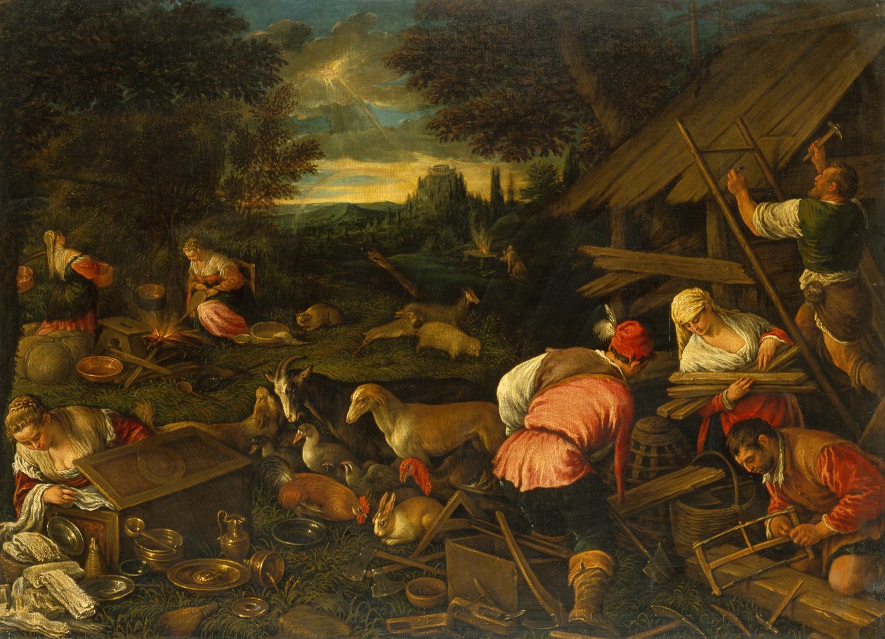 Gud talar till Noa efter syndafloden, ca 1578 (olja på duk) av Jacopo and Bassano Francesco (F. da Ponte) Bassano
