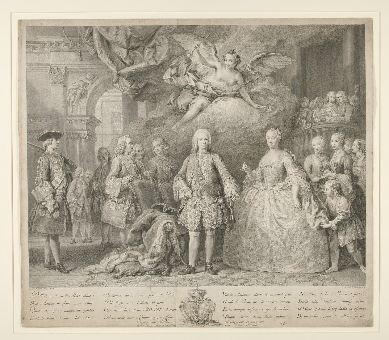 Ferdinand VI och hans drottning Maria Barbara av Braganza med Scarlatti och den hyllade italienska kastraten Farinelli av Jacopo (after) Amigoni