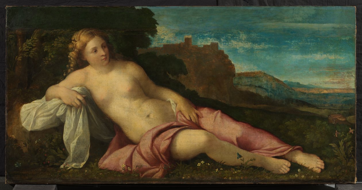 Venus i ett landskap, ca 1520 (olja på duk) av Jacopo (c.1480 1528) Palma